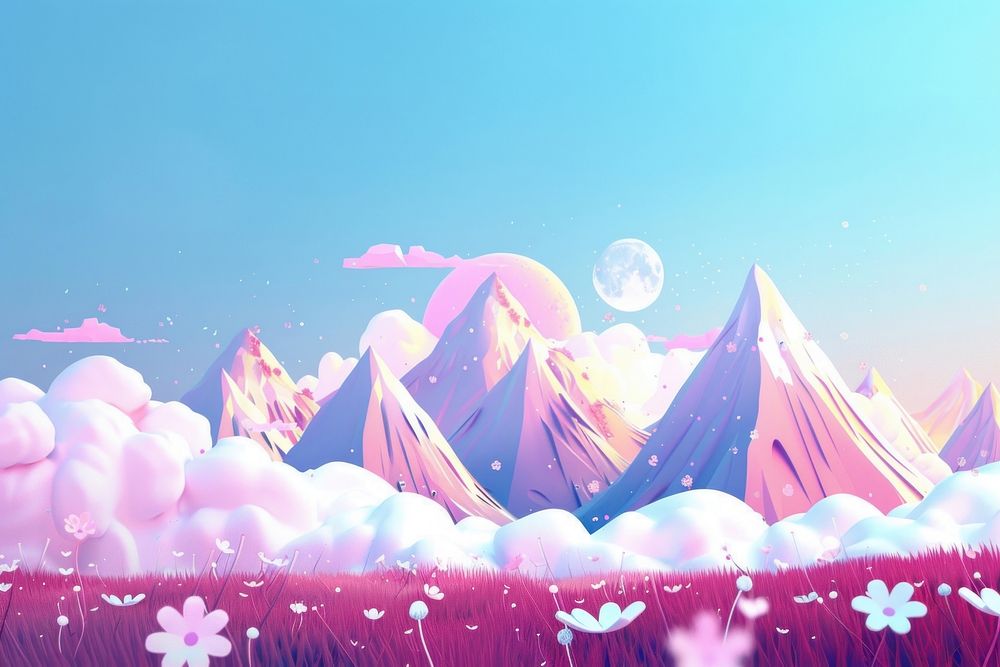 Cute mountain background landscape outdoors cartoon.