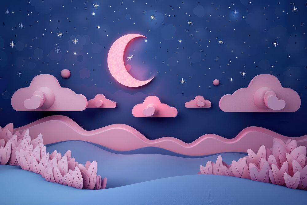 Cute night sky background astronomy outdoors cartoon.