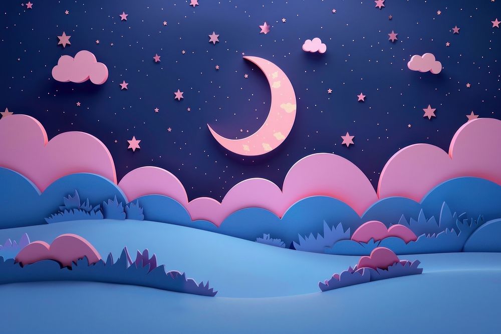 Cute night sky background astronomy cartoon nature.
