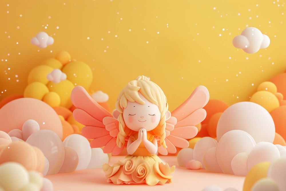 Cute angel background cartoon toy representation.