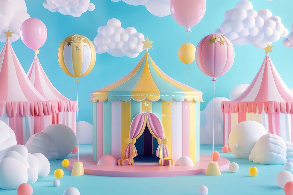 Cute circus background balloon cartoon party.