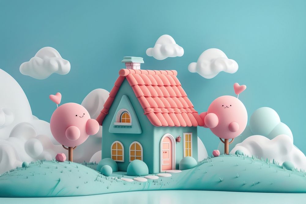 Cute house background cartoon representation confectionery.