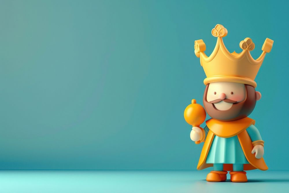 Cute king background cartoon figurine representation.