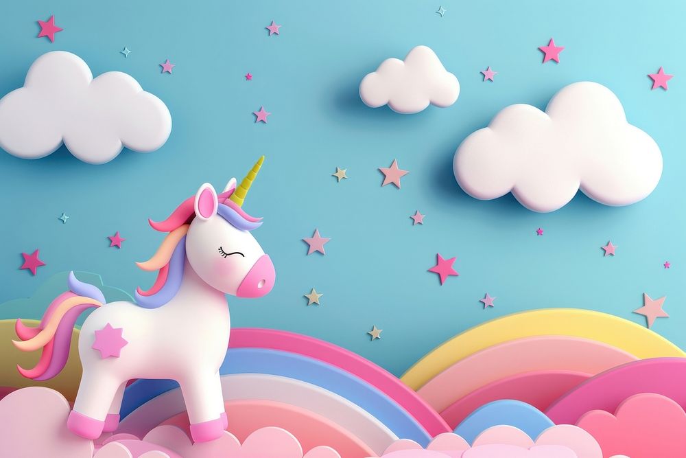 Cute unicorn background cartoon representation creativity.