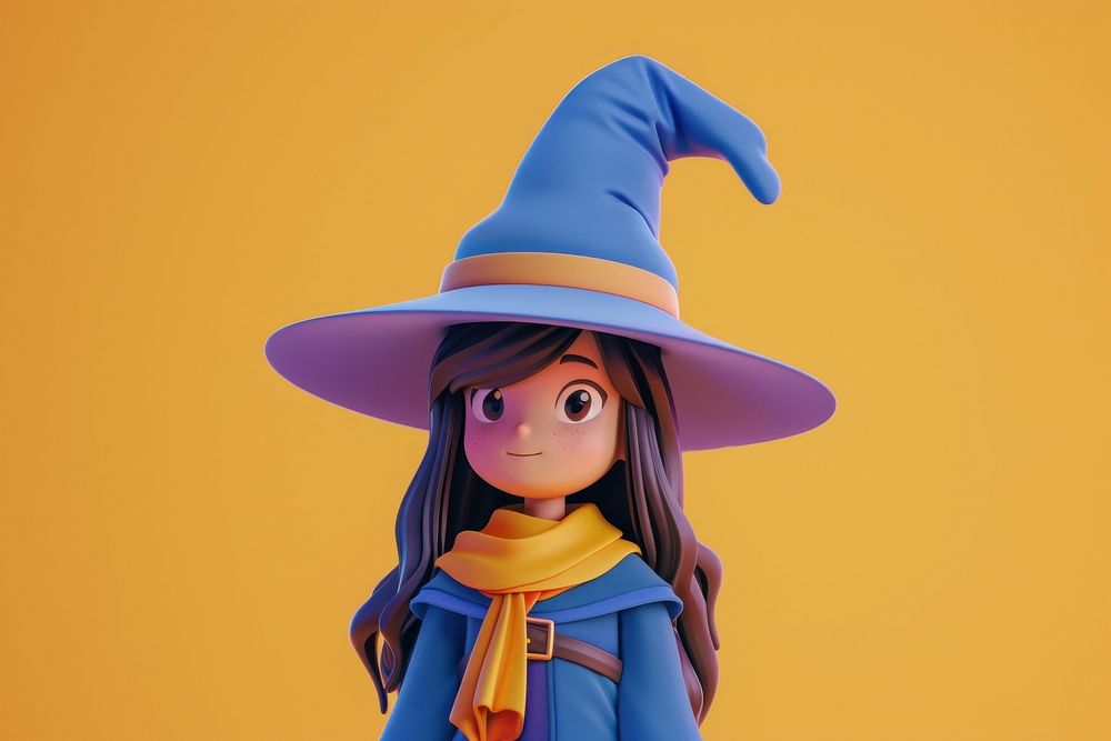 Cute woman wizard background cartoon representation celebration.