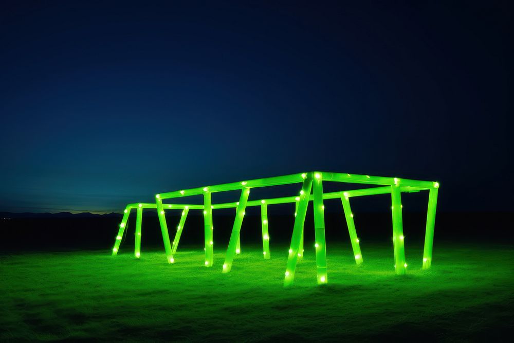 Photo of a christmas lights lighting green neon.