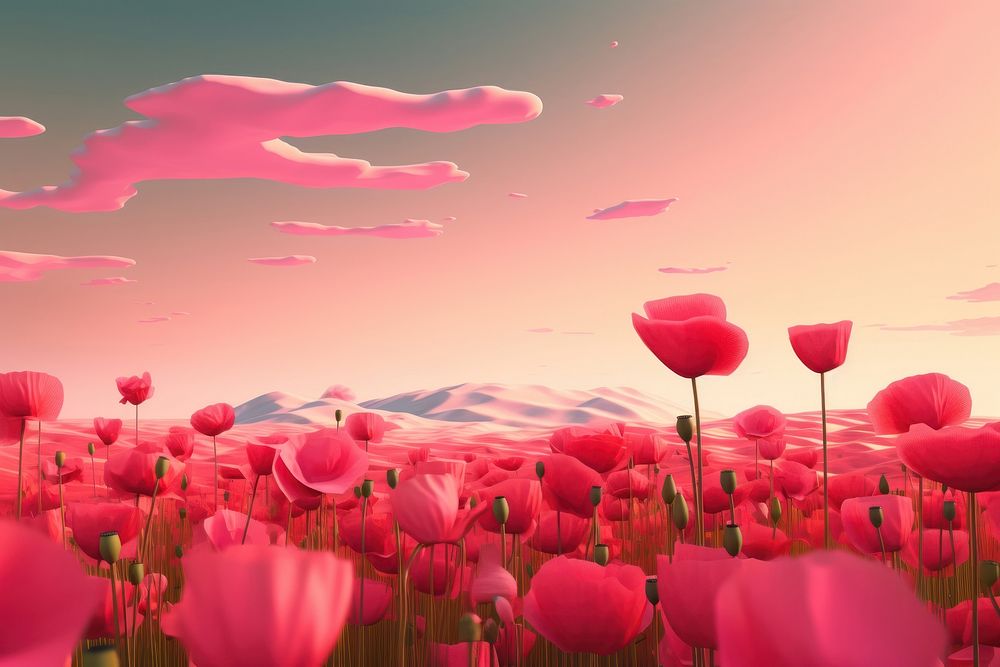 Photo of a poppy forest landscape outdoors blossom.