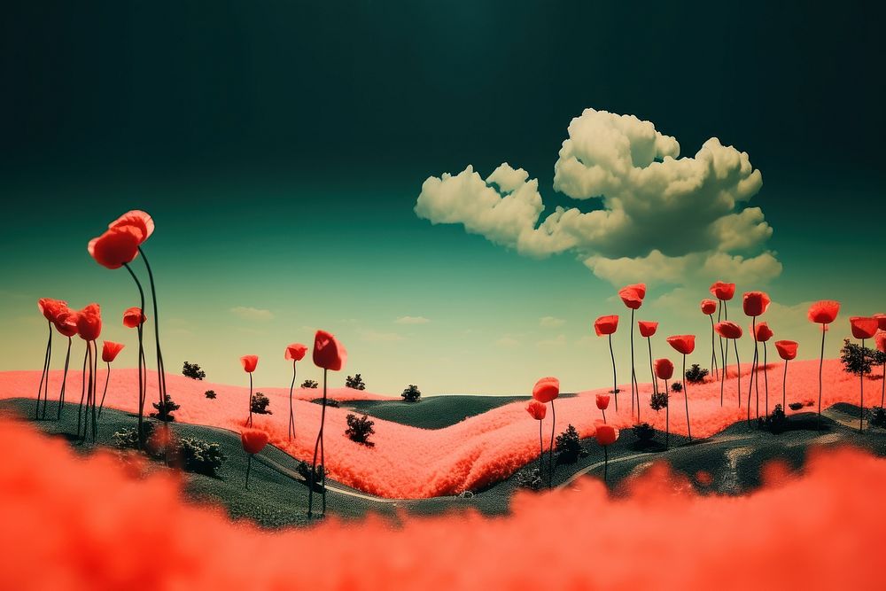 Photo of a poppy forest landscape outdoors nature.