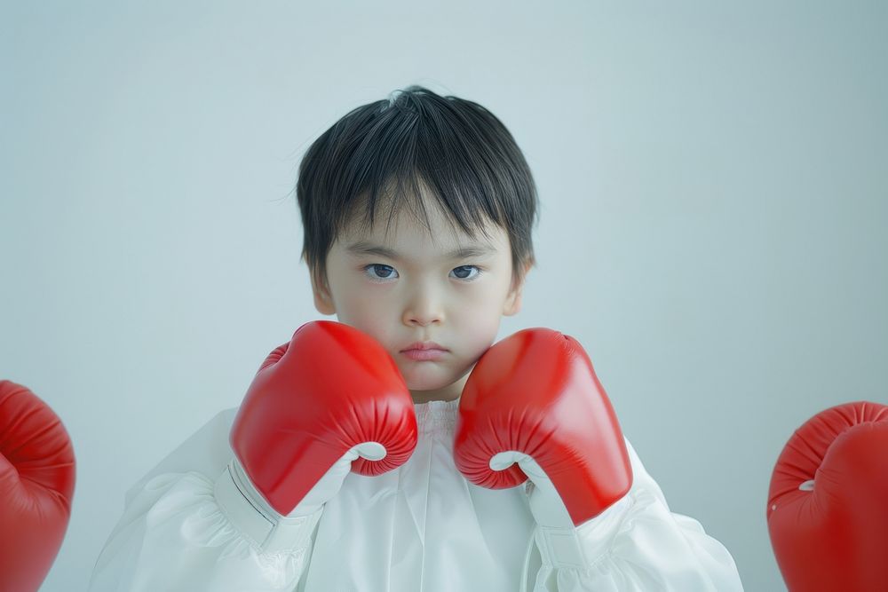 Kid boxing aggression innocence punching.