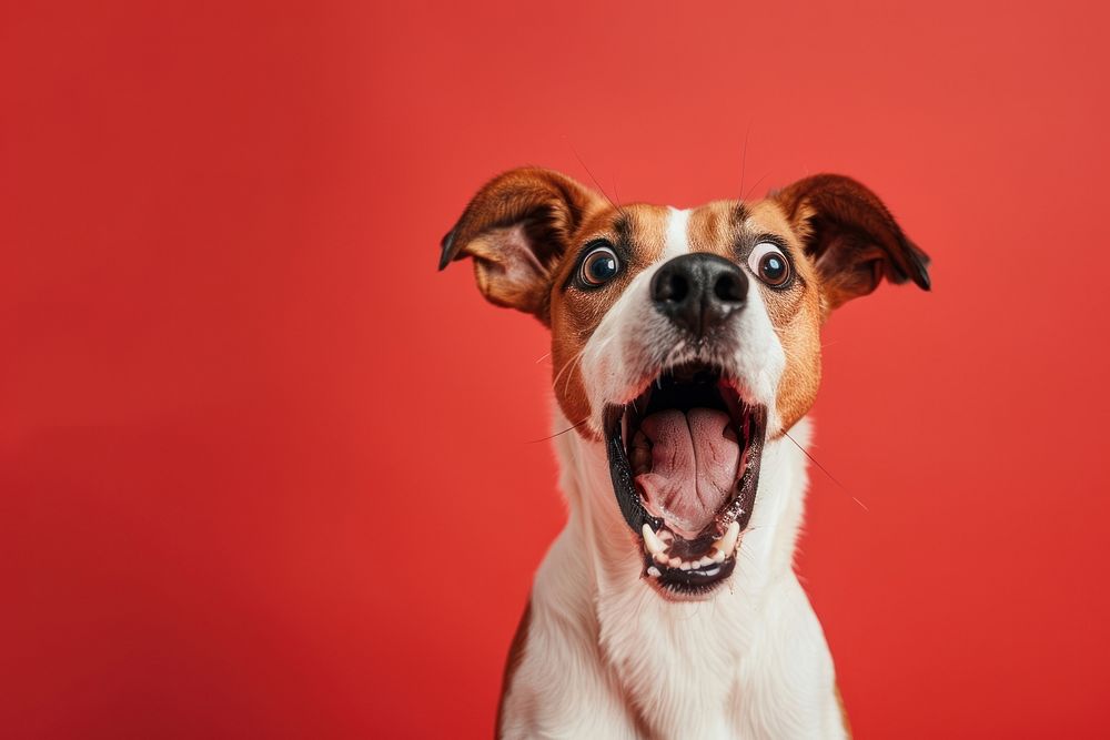 Photo of shocked dog pet surprised portrait.