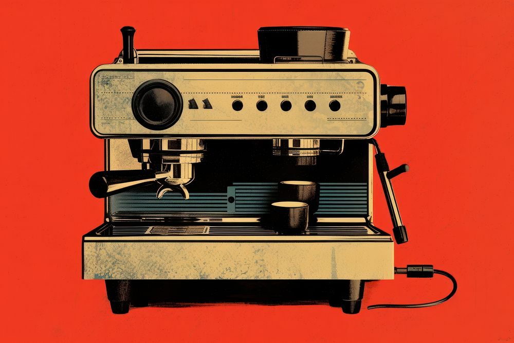 Silkscreen of coffee machine red coffeemaker electronics.