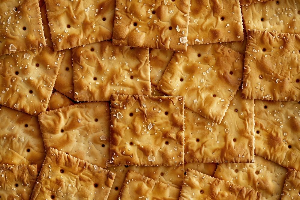 Silkscreen of crackers backgrounds textured bread.