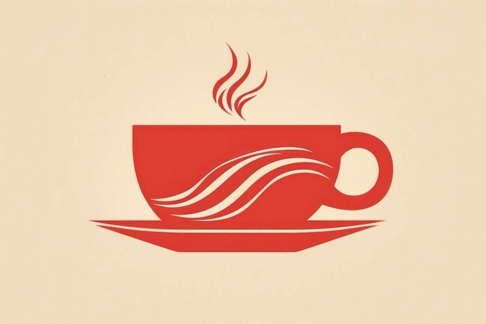 Silkscreen of hot tea saucer coffee drink.