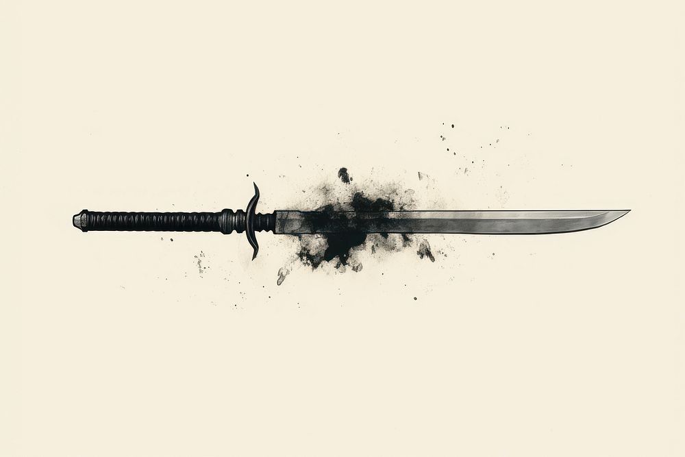 Silkscreen of katana weapon dagger sword.