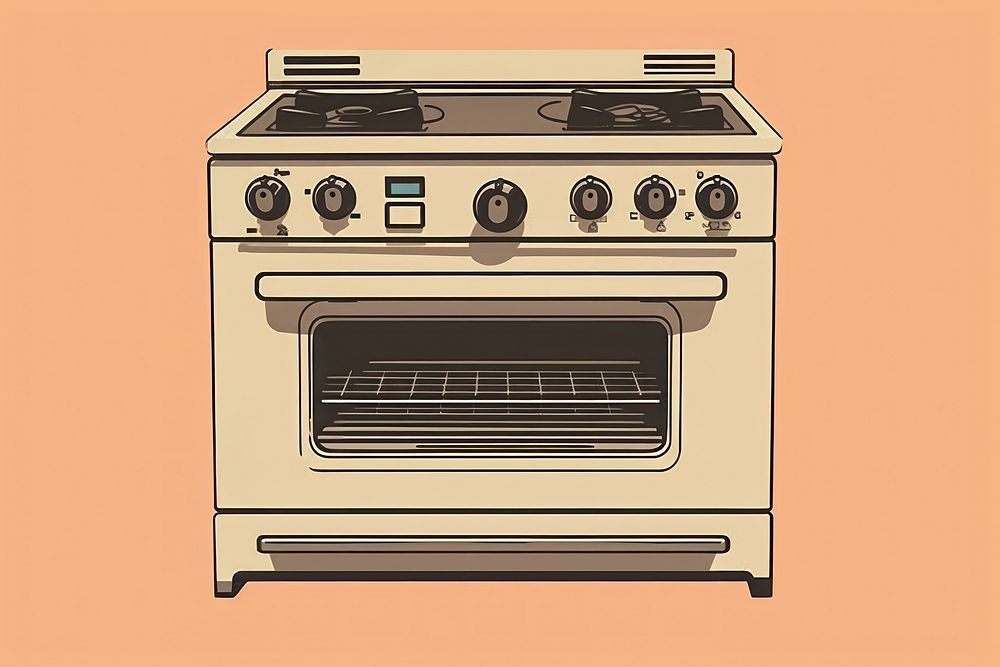 Silkscreen of stove appliance kitchen oven.