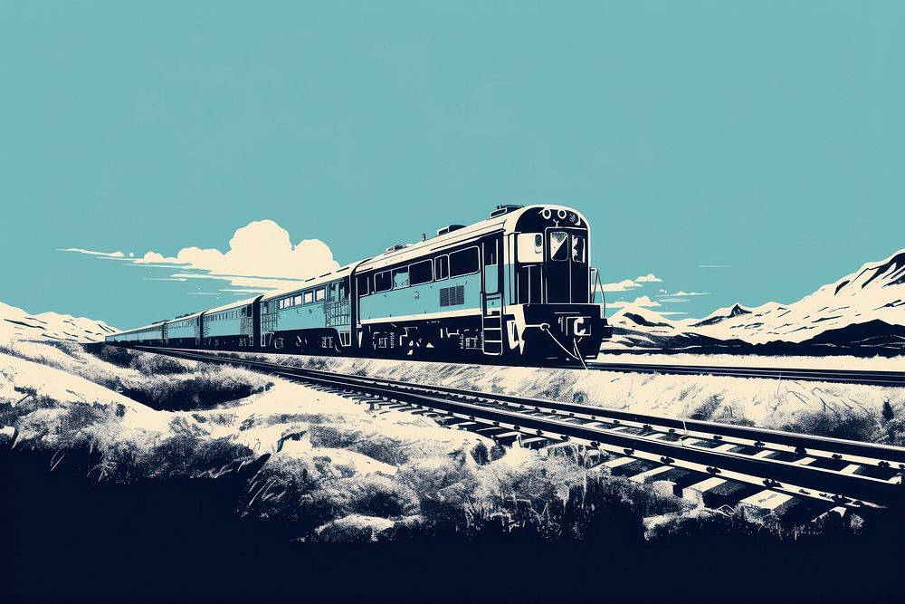 Silkscreen of train locomotive vehicle railway.