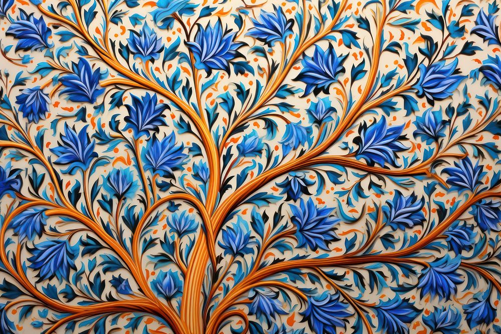Medieval Persian painting art of persian pattern backgrounds creativity wallpaper.