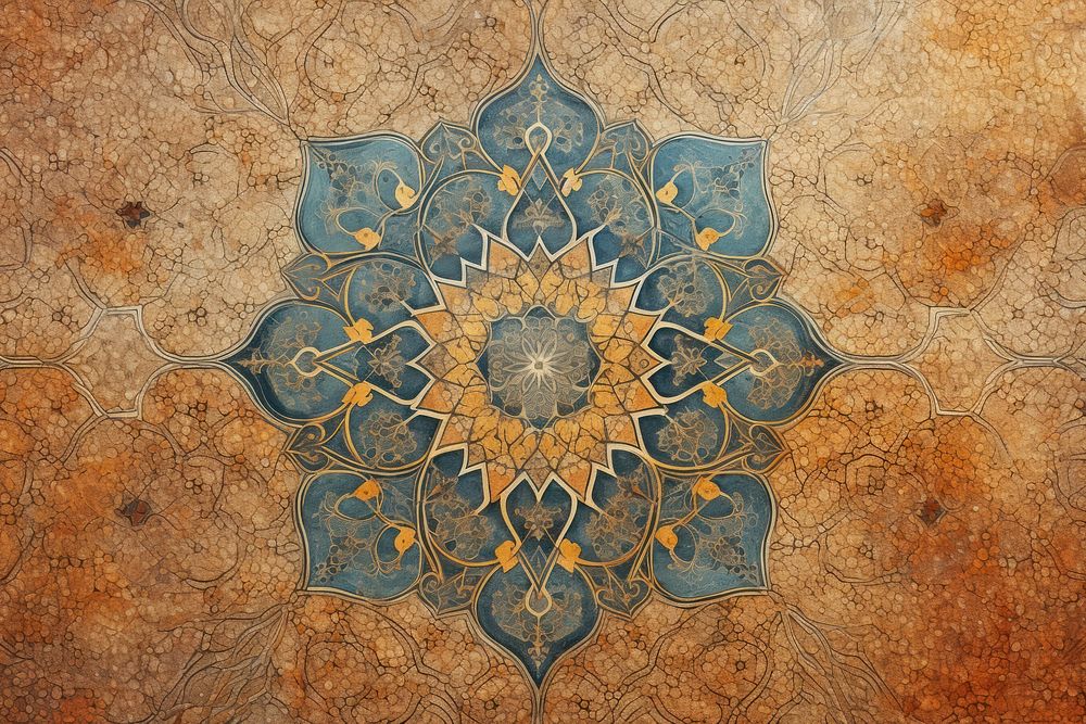 Medieval Persian painting art of Persian texture backgrounds pattern tile.