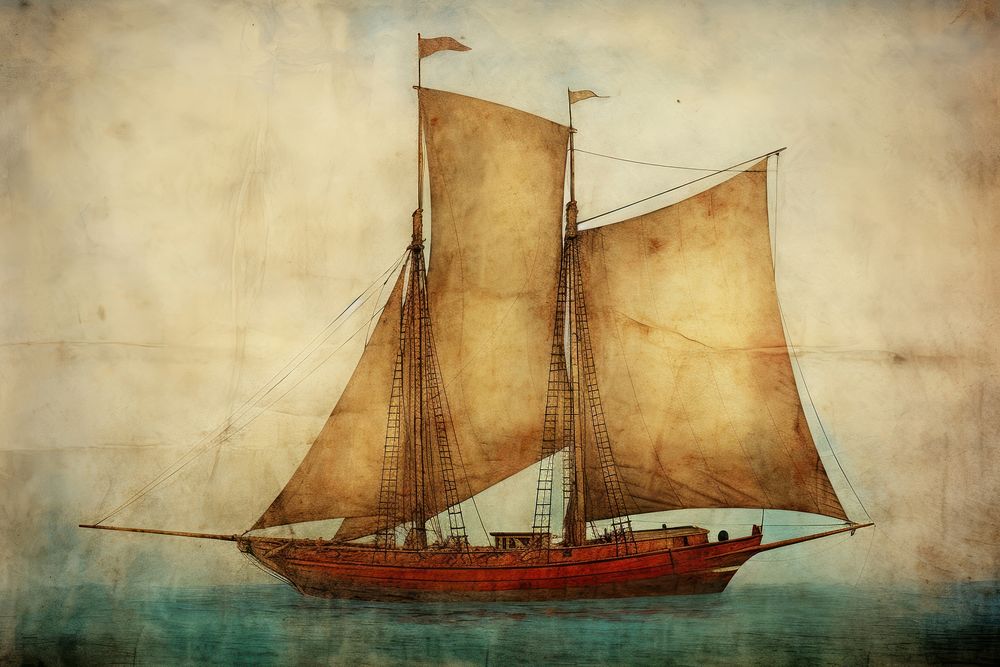 Medieval Persian painting art of sailboat vehicle transportation architecture.