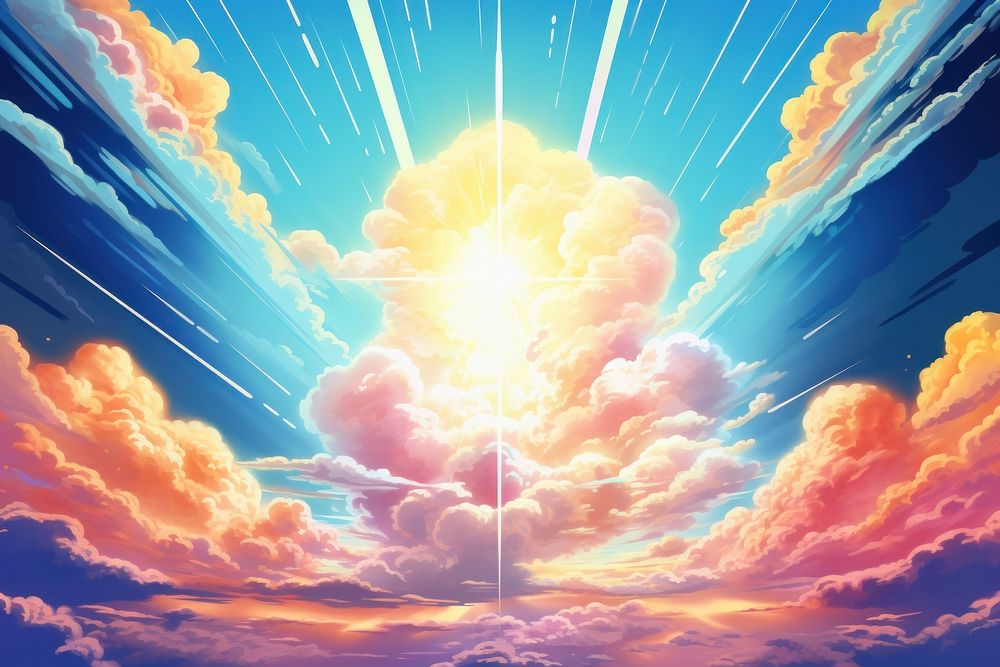 Airbrush art of a cloud in the sky backgrounds sunlight outdoors.