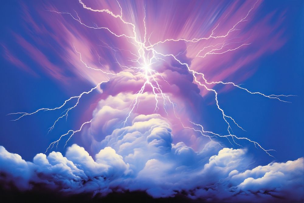 Airbrush art of storm sky thunderstorm backgrounds lightning.