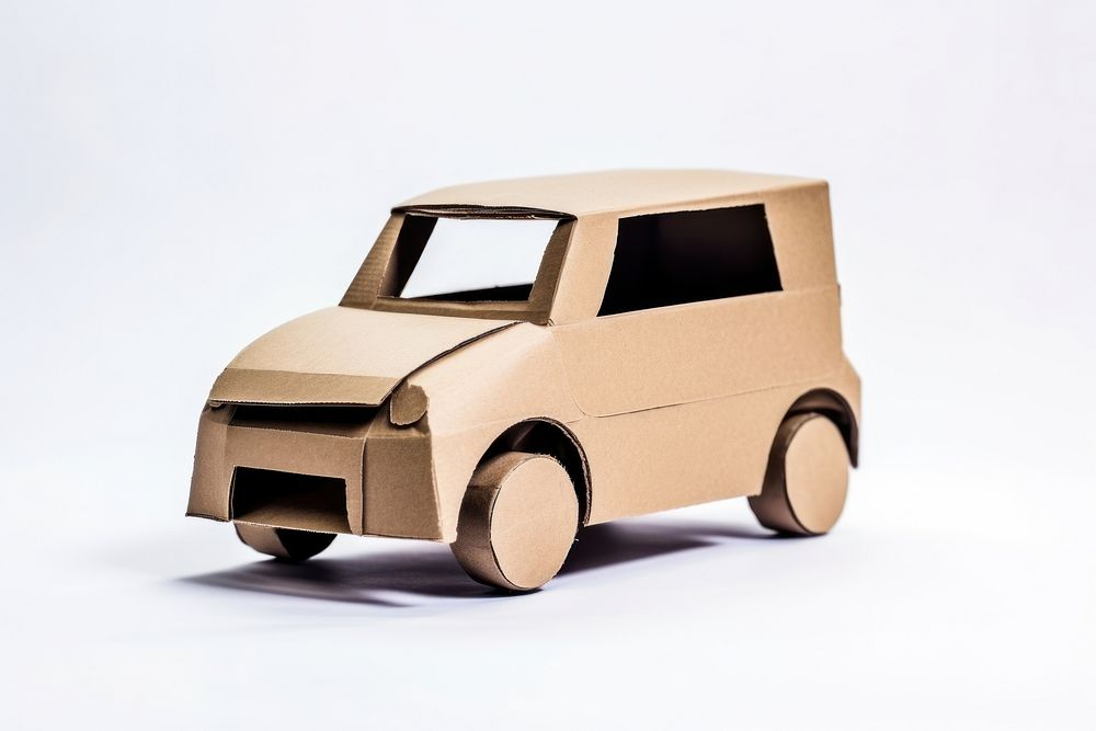 Car made with cardboard vehicle wheel toy.