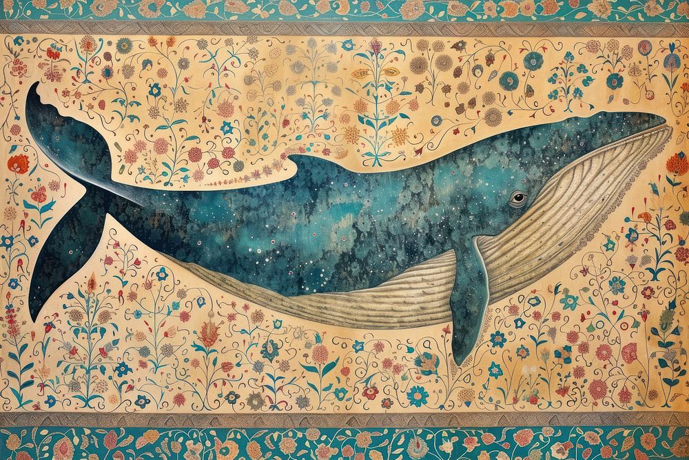 Whale art painting animal.