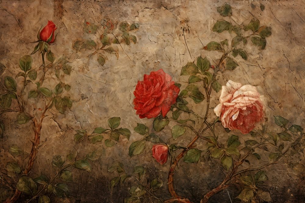 Medieval Persian painting art of Rose rose backgrounds flower.