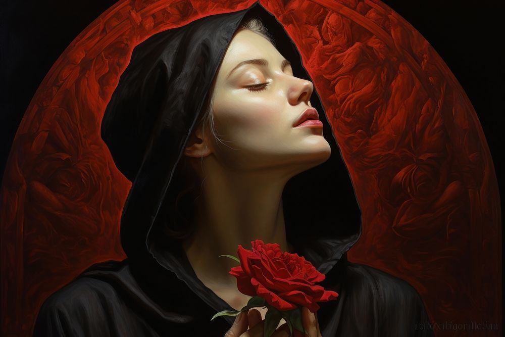 Rose rose portrait painting.
