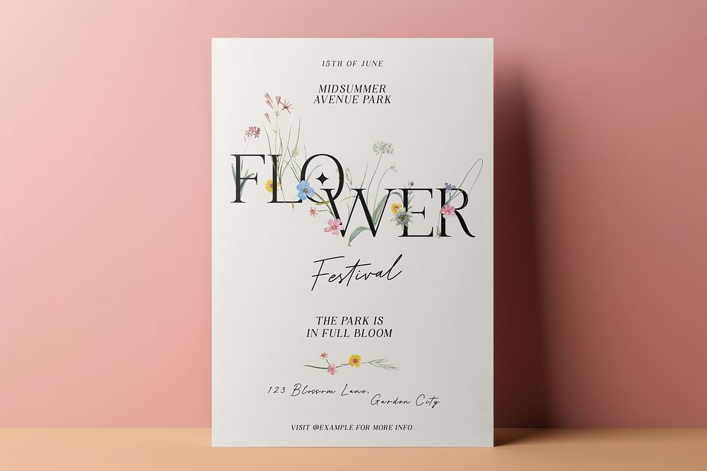 Flower festival poster mockup psd