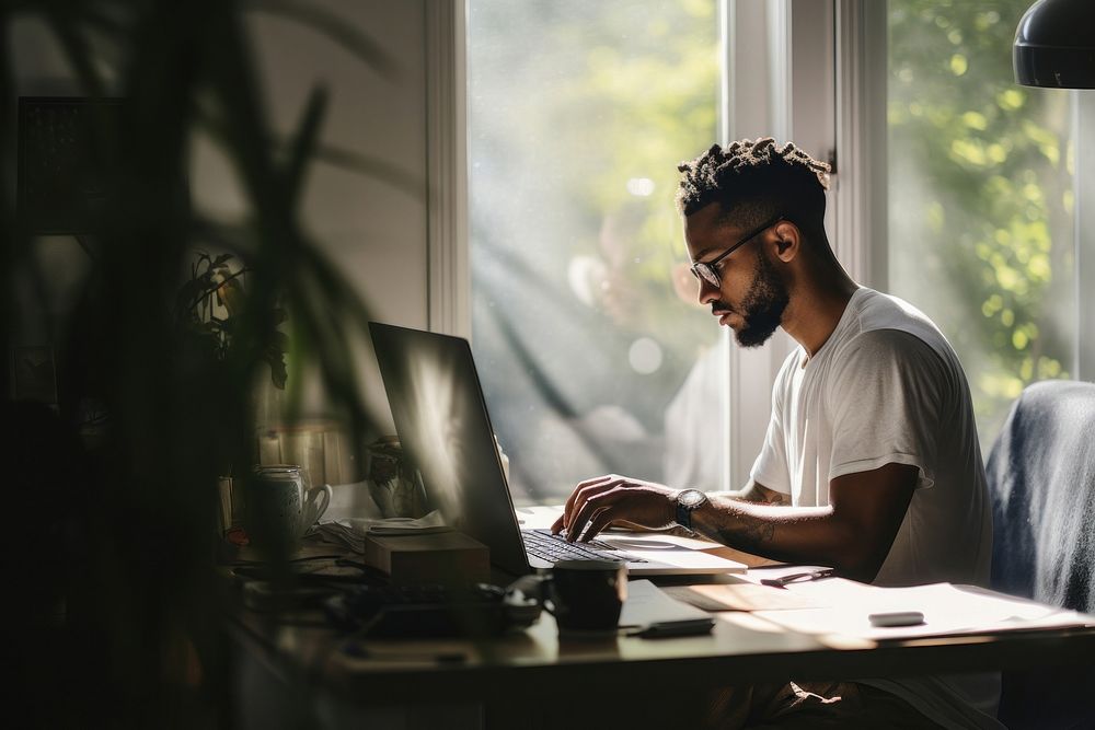 Furniture computer sitting working. AI generated Image by rawpixel.