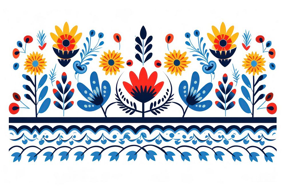 Vector flower border impressionism art graphics pattern.