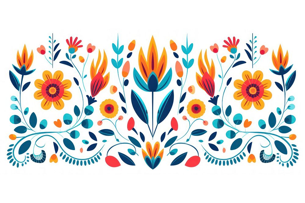 Vector flower border impressionism art graphics pattern.