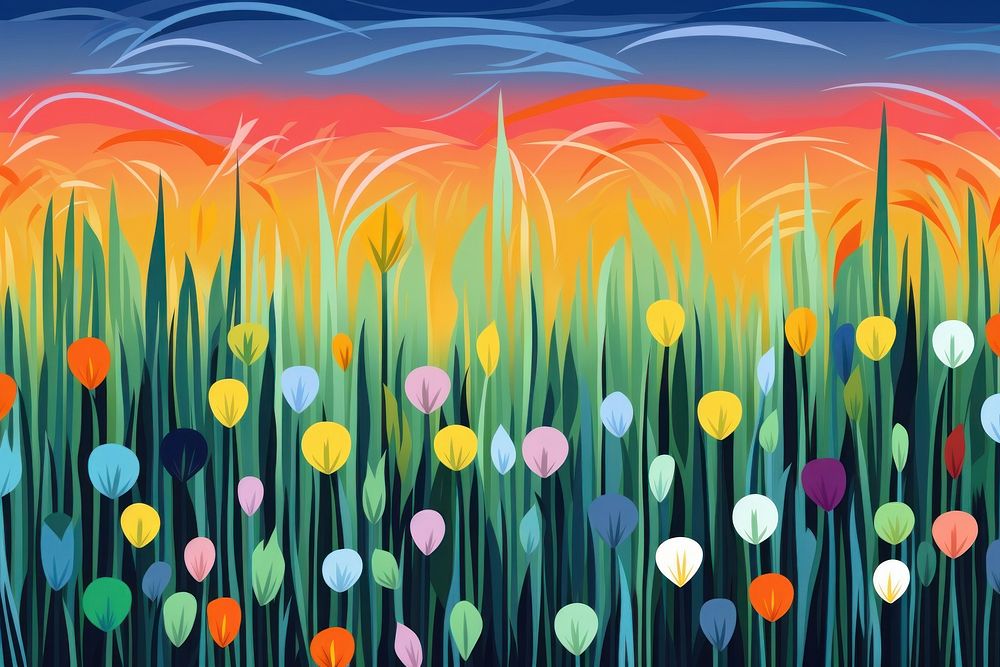 Vector meadow impressionism art graphics painting.