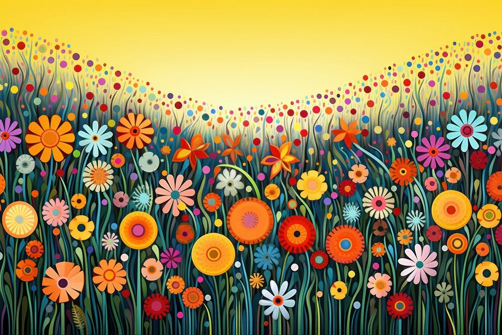 Vector meadow impressionism art asteraceae graphics.