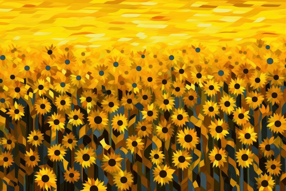 Vector sunflower field impressionism asteraceae outdoors blossom.