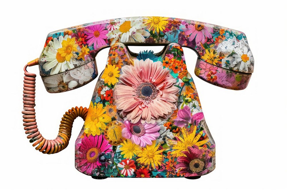 Flower Collage Retro telephone flower electronics accessories.