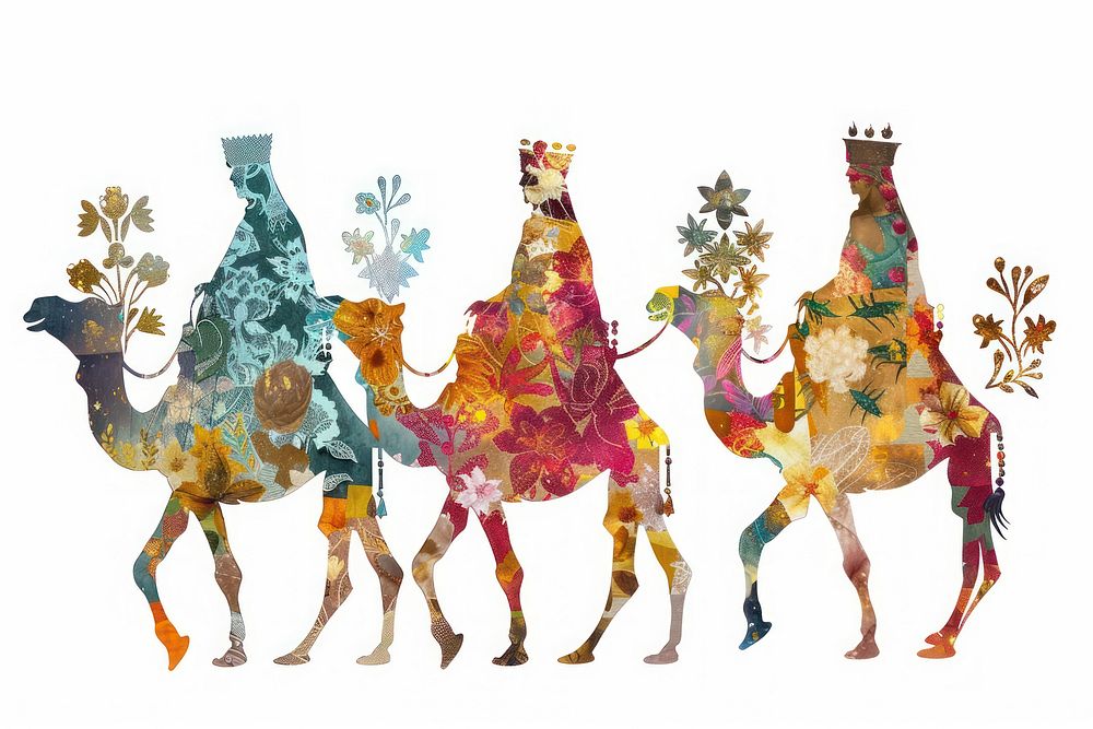 Flower Collage three wise men camel wedding animal.