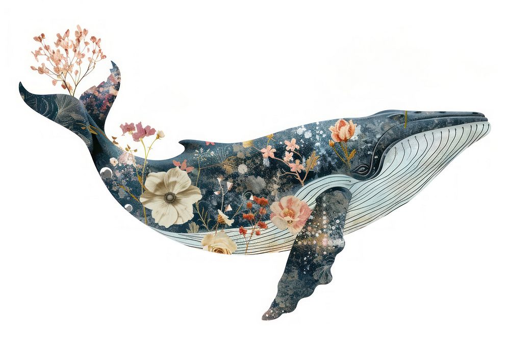 Flower Collage blue whale flower blossom reptile.