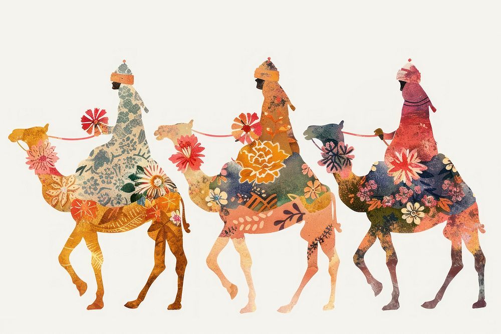 Flower Collage three wise men camel kangaroo wallaby.