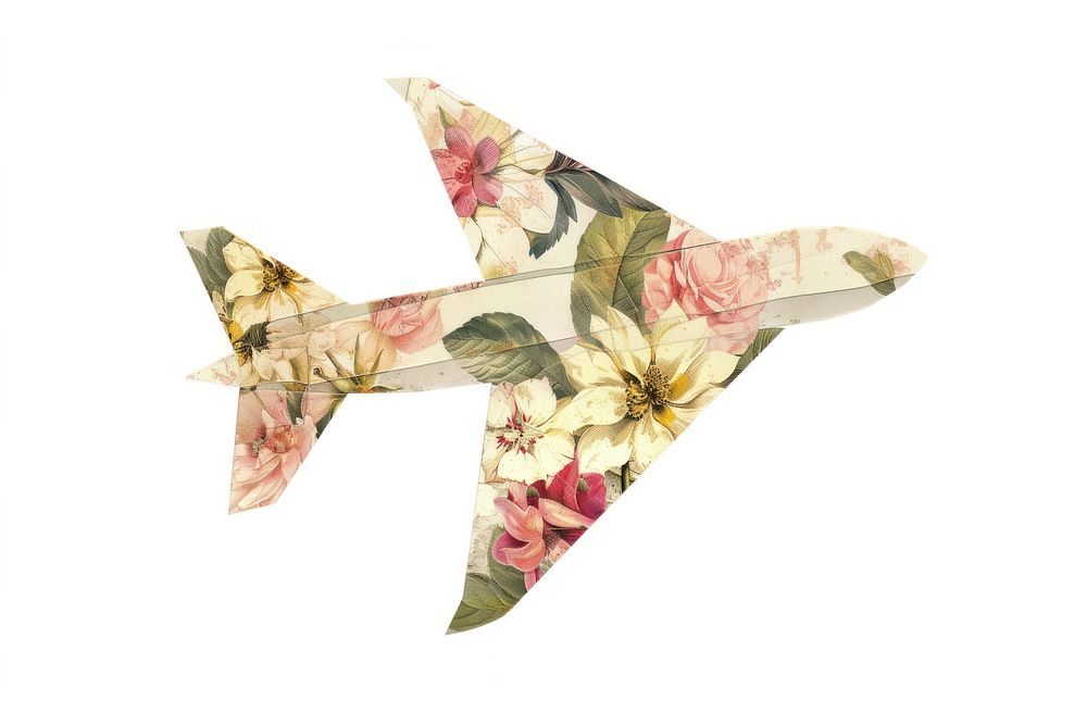 Flower Collage Paper plane paper origami person.