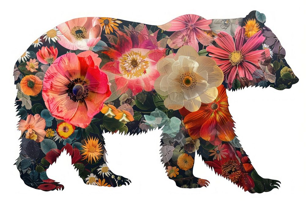 Flower Collage Bear pattern flower bear.
