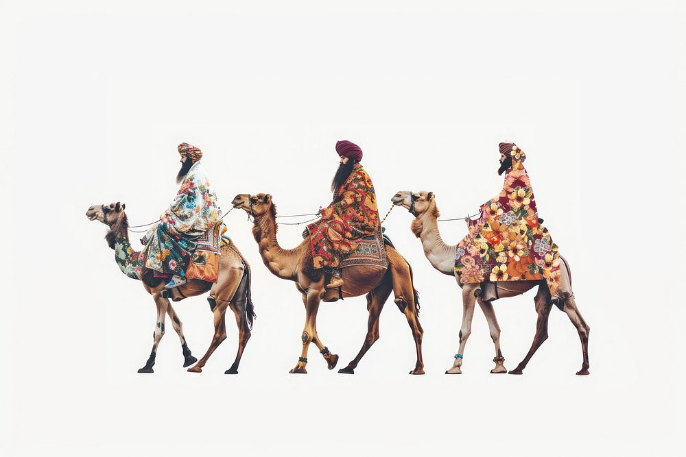 Flower Collage three wise men camel female person.