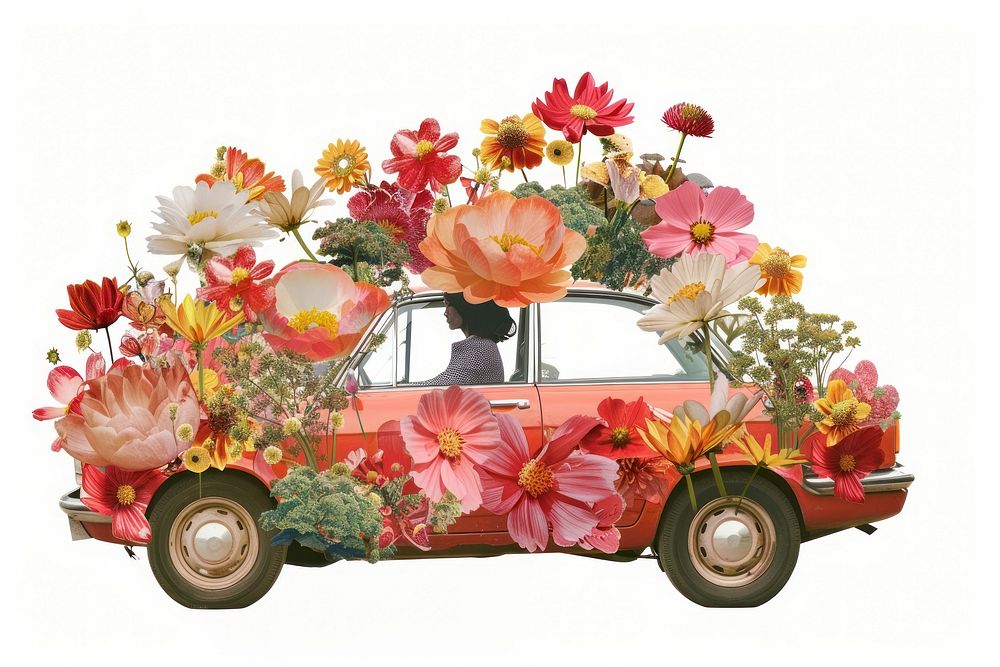 Person driving in car pattern flower person.