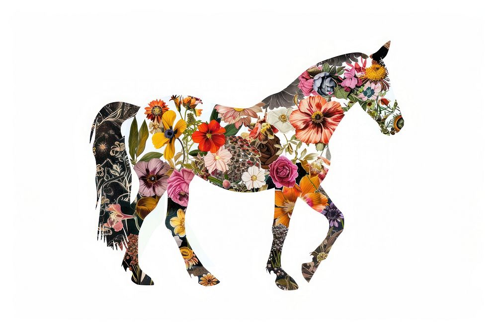 Flower Collage Horse horse animal mammal.