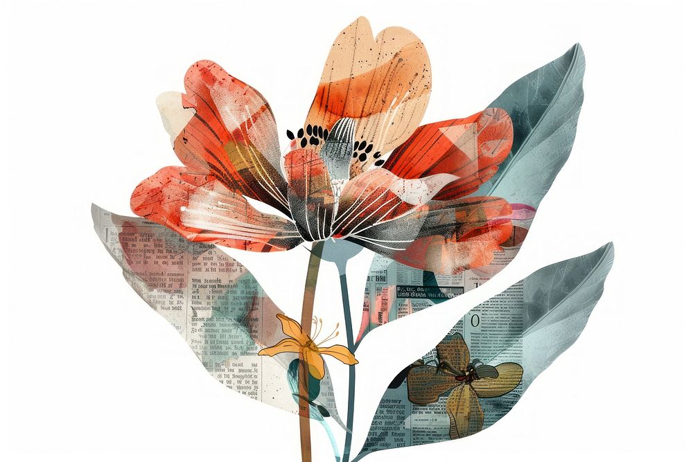 Flower Collage Newspaper collage flower painting.