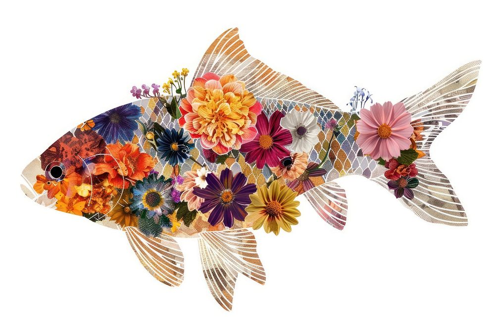Flower Collage fish pattern graphics animal.