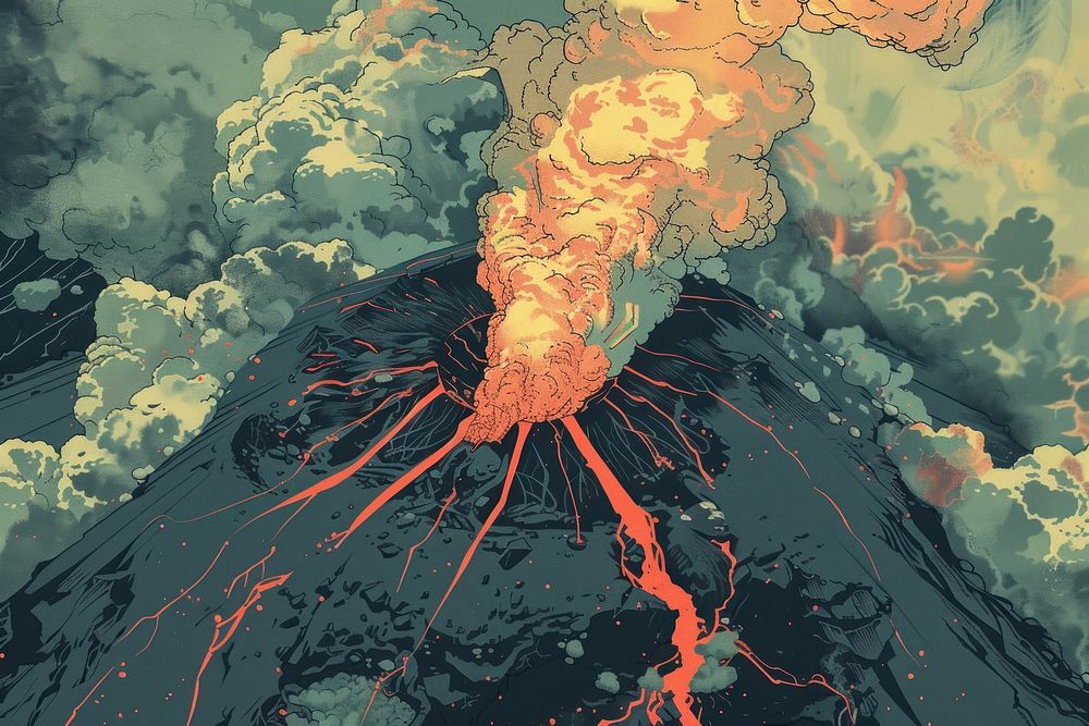 Volcano mountain outdoors eruption.