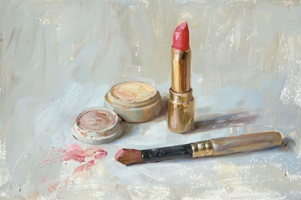 Close up on pale cosmetics lipstick painting brush.