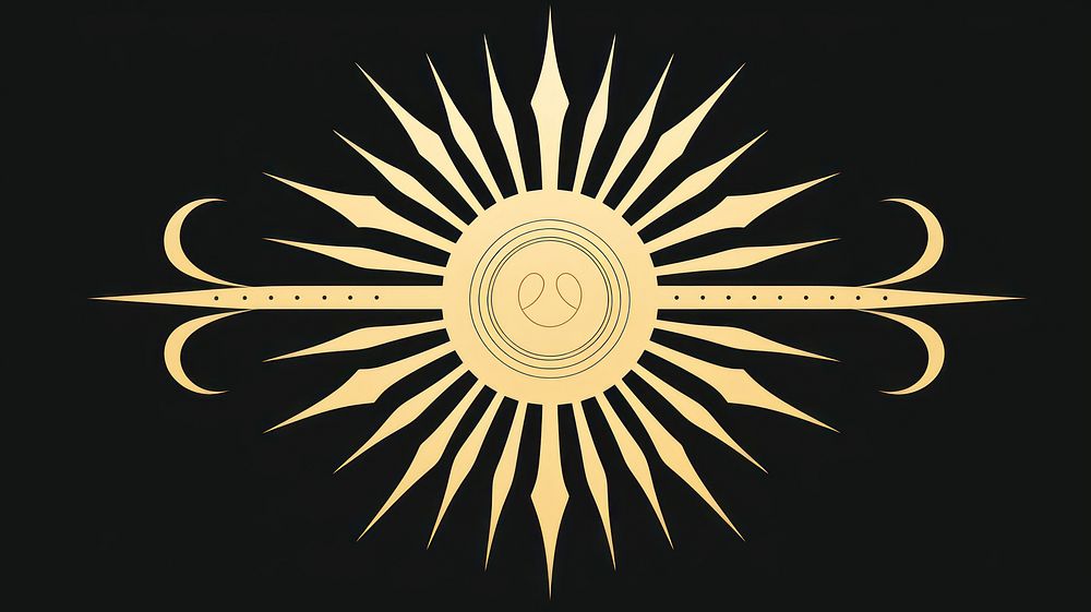 Gold sun divider ornament chandelier symbol emblem.